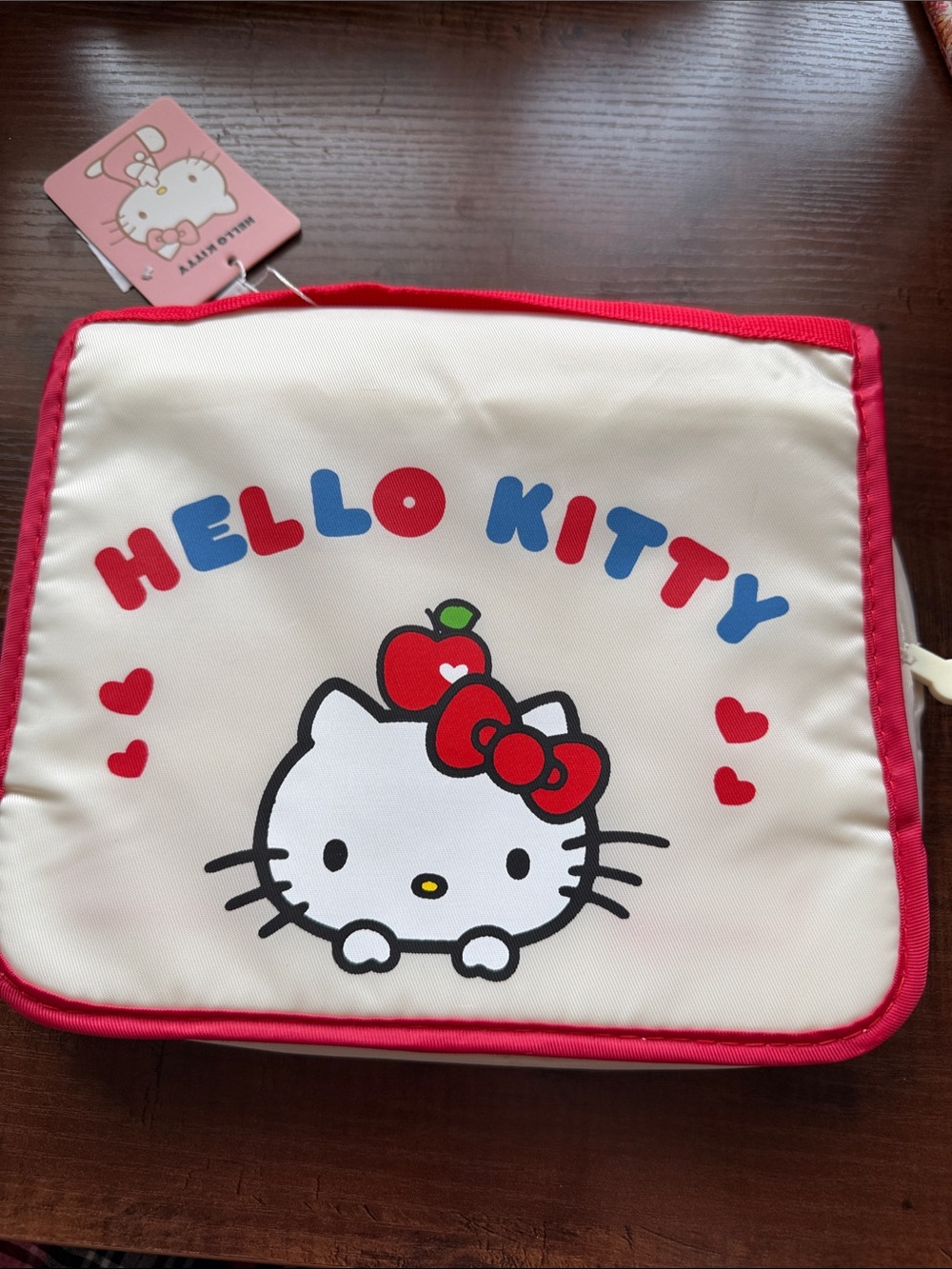 Hello Kitty Cream Toiletry Bag with Hook *NWT